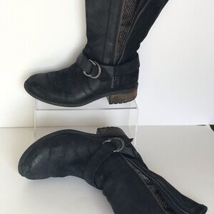 UGG Silva Moto Engineer Black Warm Biker Boots Women size 6 Snake Accent Zipper